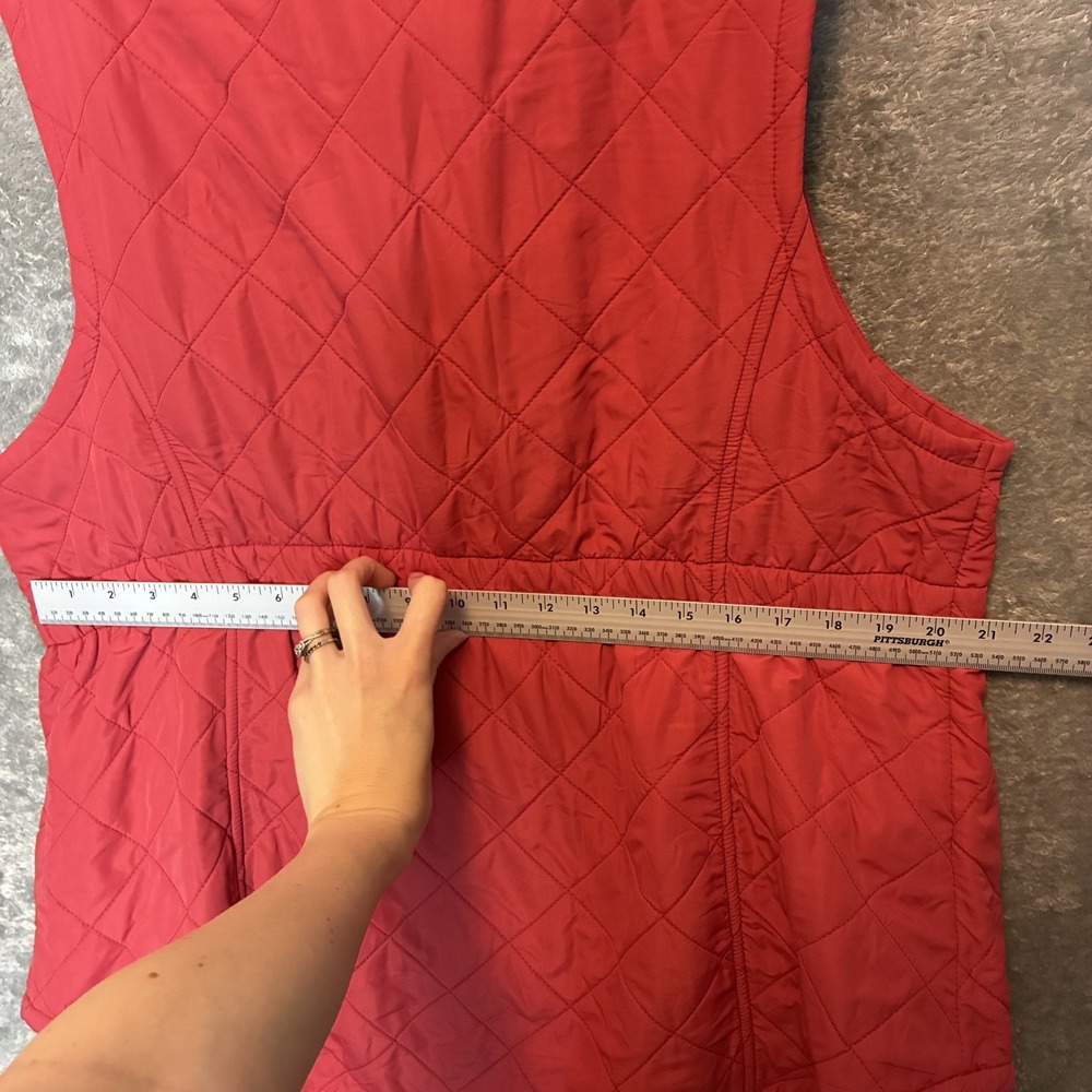 Bit & Bridle Women Red Quilted Full Zip Fleece Lined Vest XL Country Club Casual - Picture 7 of 9